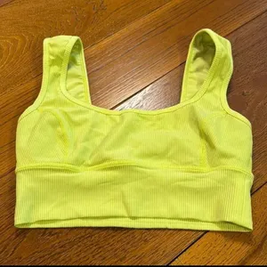 Free People Movement Neon Yellow Ribbed Sports Bra Size Small thumbnail 1