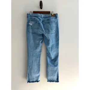 American Eagle Split Hem‎ Straight Leg Jeans Light Wash Distressed Denim 28 thumbnail 2