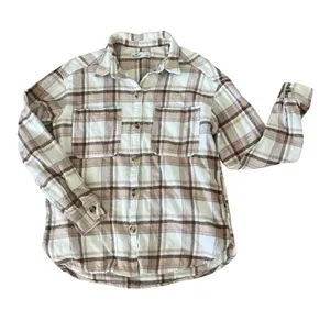 Hollister Plaid Button-Up Shirt in Cream & Brown Size S thumbnail 1