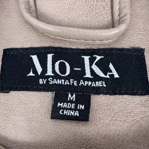 Mo-Ka Womens Faux Leather Jacket M Brown With Zipper Closures & Pockets thumbnail 3