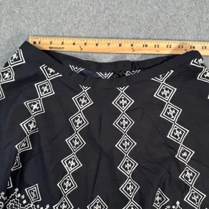 Mlle Gabrielle Flare Skirt Women's Small Black/Ivory Sequins Cotton Swing Twirl thumbnail 5