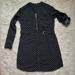 Express Black and White Polka Dot Long-Sleeve Mini Dress Size S/P thumbnail 7