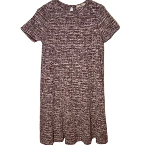 Anthropologie Antionette Dress Tweed Shift Short Sleeve Keyhole Maroon Pink S thumbnail 2