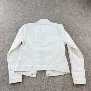 Abercrombie & Fitch White‎ Denim Jacket women XS Fitted Stretch Trucker Jean New thumbnail 9