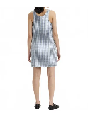 Levi's Aly Sleeveless Jumper Mini Denim Dress Blue White Check Gingham NWT Large thumbnail 4