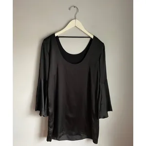 Zero‎ Degrees Celsius Black 100% Silk Bell Sleeve Dress Whimsigoth Small Witchy thumbnail 3