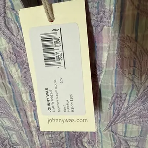 Johnny Was Malo Puff Sleeve Blouse S NWT Lavender Plaid thumbnail 4