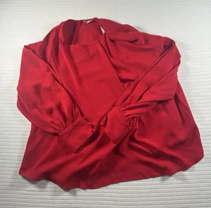 Maurice Beautiful Sexy Red Blouse With Open Long Sleeves Size 1x thumbnail 1