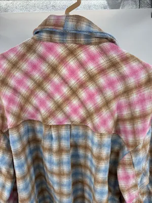 Timing Plaid Button-Down Shirt Jacket shacket flannel M oversized fall winter thumbnail 3