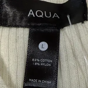 Aqua L Organic Cream‎ Ribbed Mock Neck Feather Cuff Sweater Glam Statement NWT thumbnail 5