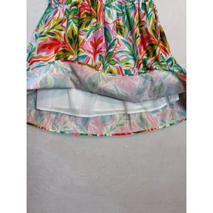 THML Tropical Leaf Print Smocked Waist Puff Sleeve Tiered Mini Dress Small thumbnail 9