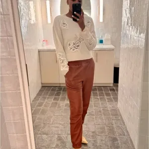 LoveShackFancy White Lace Crewneck Sweater XS Cashmere Romantic Designer $400 thumbnail 6