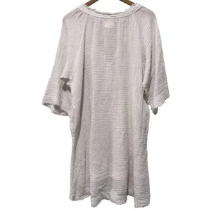 9seed Women Sz S Kaftan Dress White Gauze Cotton Boho Coverup Beach Coastal thumbnail 3