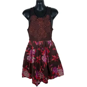 Free People Morning Meadows Crochet Applique Mini Dress S Fairy Grunge Boho thumbnail 2