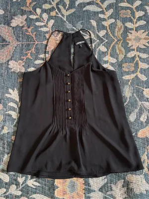 Express Black Halter Pintuck Button Front Camisole Size XS thumbnail 2