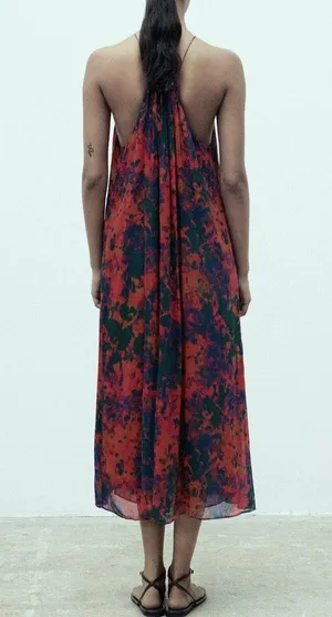 Zara maxi dress long printed beaded bohemian summer thumbnail 8