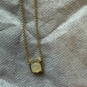 Kendra Scott Davie Pendant Necklace Gold Iridescent Drusy thumbnail 3