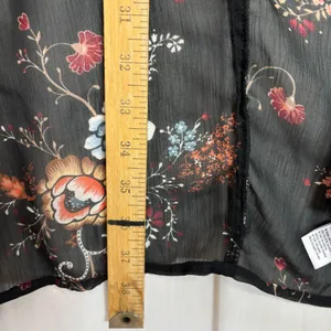 American Eagle Sheer Open Front‎ Kimono Black Floral Lace Sz M Fairy Whimsigoth thumbnail 7