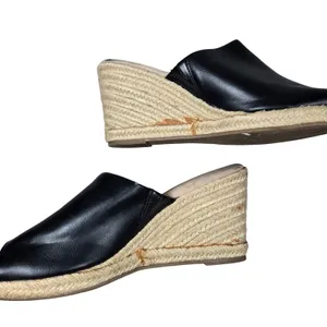 SONOMA Womens Black Espadrille Wedge Mules Sandals Size 9.5 Slip On‎ Peep Toe thumbnail 7