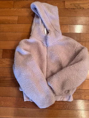 Fabletics Pale Pink Sherpa Teddy Full-Zip Hoodie Jacket - Size Large thumbnail 2