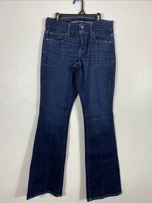 American Eagle Outfitters Dark Blue High-Rise Flare Jeans Size 4 thumbnail 4