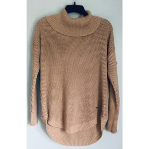 Calvin Klein Sweater Women's Medium Tan Waffle Knit Turtle Neck Cottage thumbnail 5