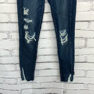 American Eagle Super Hi-Rise Jegging Women’s 4R Distressed Dark Wash Stretch Y2K thumbnail 4