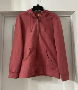 Carhartt Clarksburg Hoodie Women Medium Full Zip Workwear Pinkman Cowgirl Cozy thumbnail 1