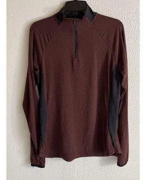 REI Co-Op Lightweight 1/4 Zip Base Layer Top Large Burgundy Long Sleeve thumbnail 2