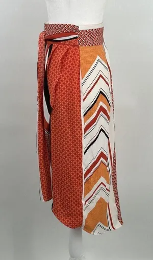 Banana Republic Tie Wrap Geo Skirt Orange White Size 4 thumbnail 15