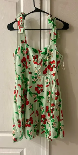 Umgee Mint Green Floral Tie-Shoulder Mini Dress thumbnail 1
