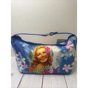 Celebrity Angel Floral & Portrait Purse Makeup Tote 9”x6”x5” NWT CHARITY thumbnail 3