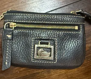Dooney & Bourke Dark Brown Pebbled Leather Wristlet with Gold Hardware thumbnail 1