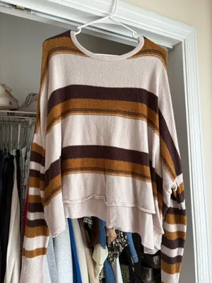 Striped hem and thread sweater thumbnail 1