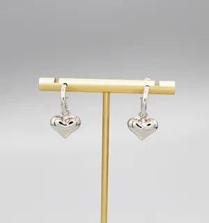 Sterling Silver #925 Earrings with PUffy heat thumbnail 1