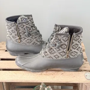 Sperry Saltwater Duck Boots Tribal Aztec Print Size 8.5 A36‎ thumbnail 7
