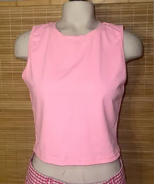 Zyia Women Tank Large Pink Sleeveless Knit crop top shirt woman’s XL thumbnail 1