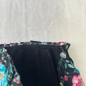 Express Floral Pleated Mini Skirt XS Black Pink Purple Turquoise Accordion Skirt thumbnail 5