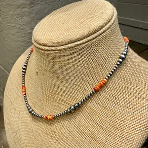 18” 3-6mm Navajo Style Sterling Silver Pearls Necklace thumbnail 5