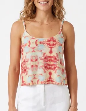 Liberty Love Pink Yellow Blue Tie Dye Cami Tank Top Adjustable Straps Size M thumbnail 1