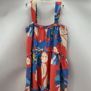 Free People Moonshine Tiered Midi Vibrant Coral Floral Sundress thumbnail 2