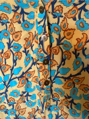 Bohemian Floral V-Neck Dress in Turquoise & Orange thumbnail 5