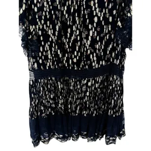 NWT Anthropologie Maeve V-Neck Lurex Tiered Mini Dress Navy Metallic Size Medium thumbnail 9