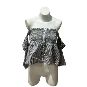 Faithfull The Brand Women's Off-Shoulder Striped Crop Top Size M thumbnail 3
