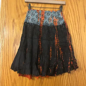 Raj Bohemian Black and Orange Peace Skirt - NWT - OS thumbnail 5