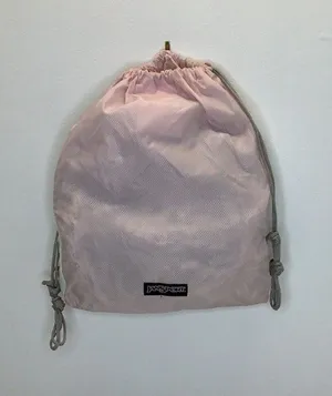 Jansport Pink & White Vintage Drawstring Bag, Used thumbnail 1