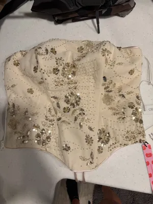 Cider Cream Satin Skirt Corset Top Set thumbnail 3