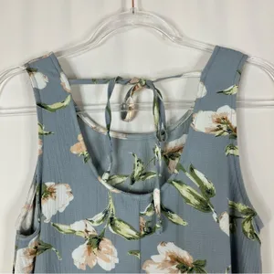 Entro Blue Polyester Gauze-Like Floral Layered Sleeveless Mini Dress Women Small thumbnail 6