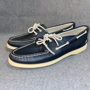 Sperry Top Sider Boat Deck Shoes Womens 9.5 M Blue Green Canvas Upper Leather thumbnail 4