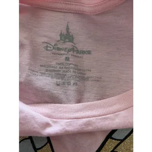 Disney Parks Minnie Mouse Graphic T Shirt Womens Size M Pink Glitter Bow Cotton thumbnail 5